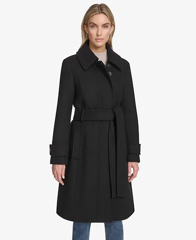 Andrew Marc Women's Lawley Wool Blend Belted Trench Coat