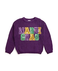 Sweet Wink Big Girls Mardi Gras Knit Sweater