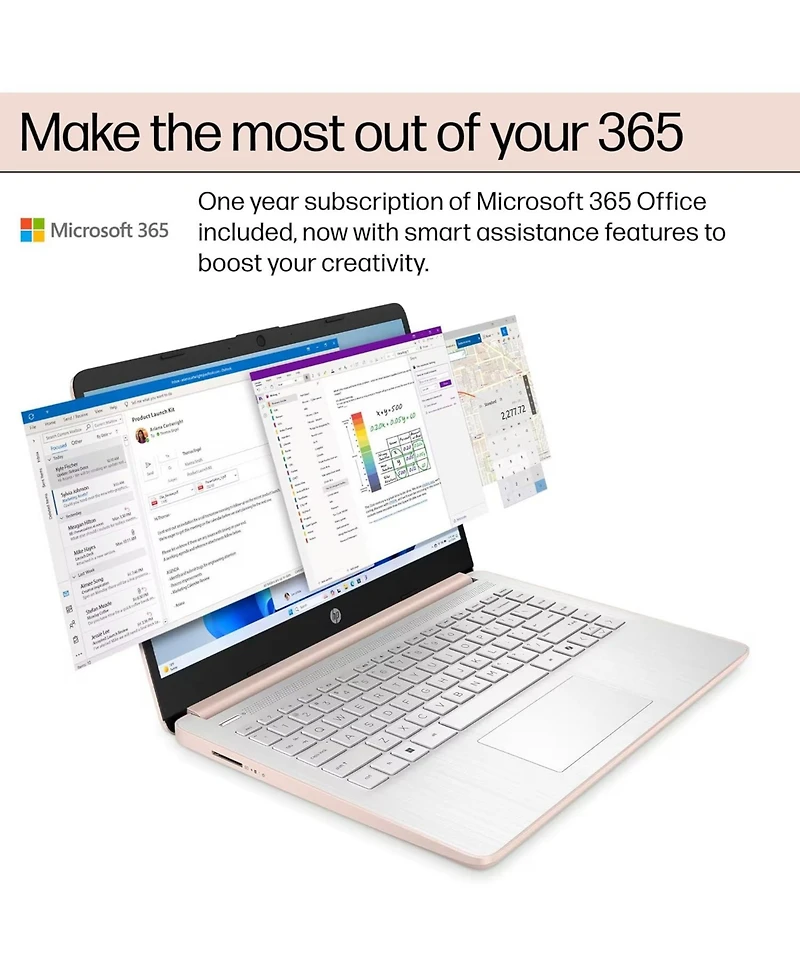 Hp Essential 14" Traditional Laptop Intel N-Series 4GB Ram Intel Graphics 128GB eMMC Storage Windows 11 Home 60Hz - Rose