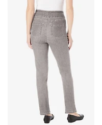 Woman Within Women's Tall Flex-Fit Pull-On Straight-Leg Gap-Free Stretch Denim Jeans