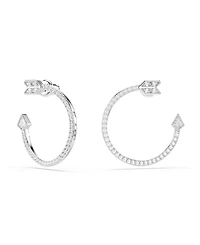 Swarovski Mixed Cuts, Arrow, White, Rhodium Plated Idyllia Hoop Earrings