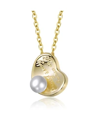 GiGiGirl 14K Gold Plated with Mother of Pearl Heart Design Pendant Necklace Engraving: “You are my heart forever”