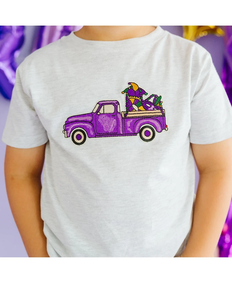 Sweet Wink Baby Boys Mardi Gras Truck Patch Short Sleeve T-Shirt