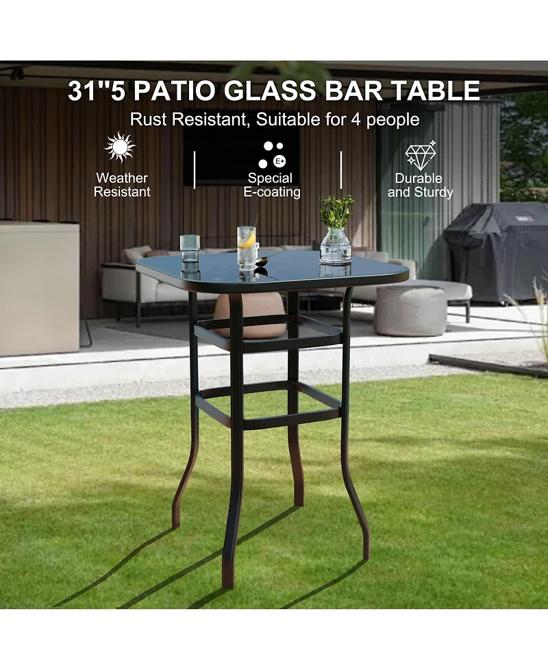 gaomon 5 Pcs Outdoor Bar Set with Outdoor Bistro Table and Chairs Set of 4, Bar Height Outdoor Dining Set