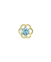 Bling Jewelry Set of 2 Tiny Blue & Clear Cz Open Flower Stud Helix Lobe Cartilage 1 Piece Earring 14K Gold 4MM Screwback Post