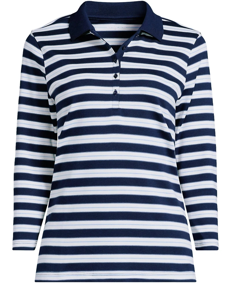 Lands' End Plus Supima Cotton 3/4 Sleeve Polo Shirt