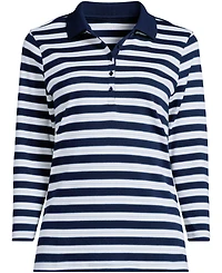 Lands' End Plus Supima Cotton 3/4 Sleeve Polo Shirt