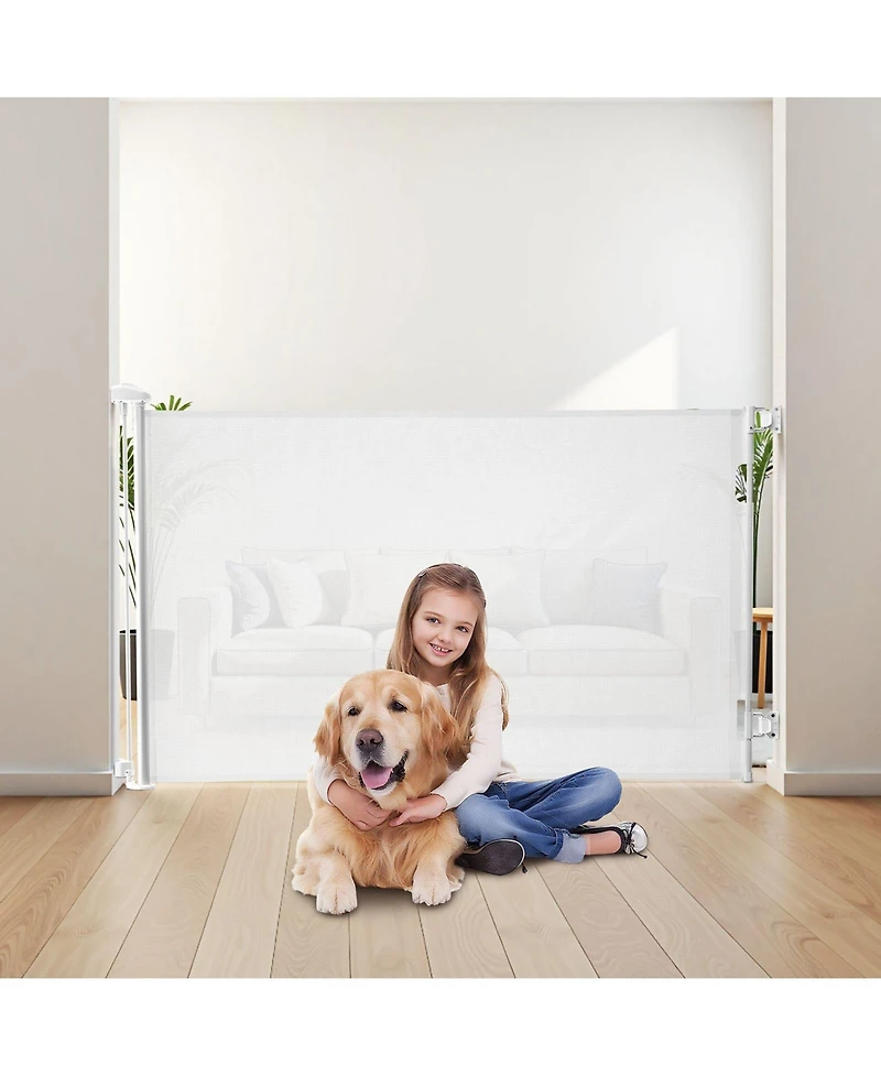 Cozito Retractable Baby Gate, 31.3 in Tall, Extends to 56.3 in Wide, Mesh Safety Gate w/ Security Lock, Trip-Free Walk-Through, Indoor/Outdoor