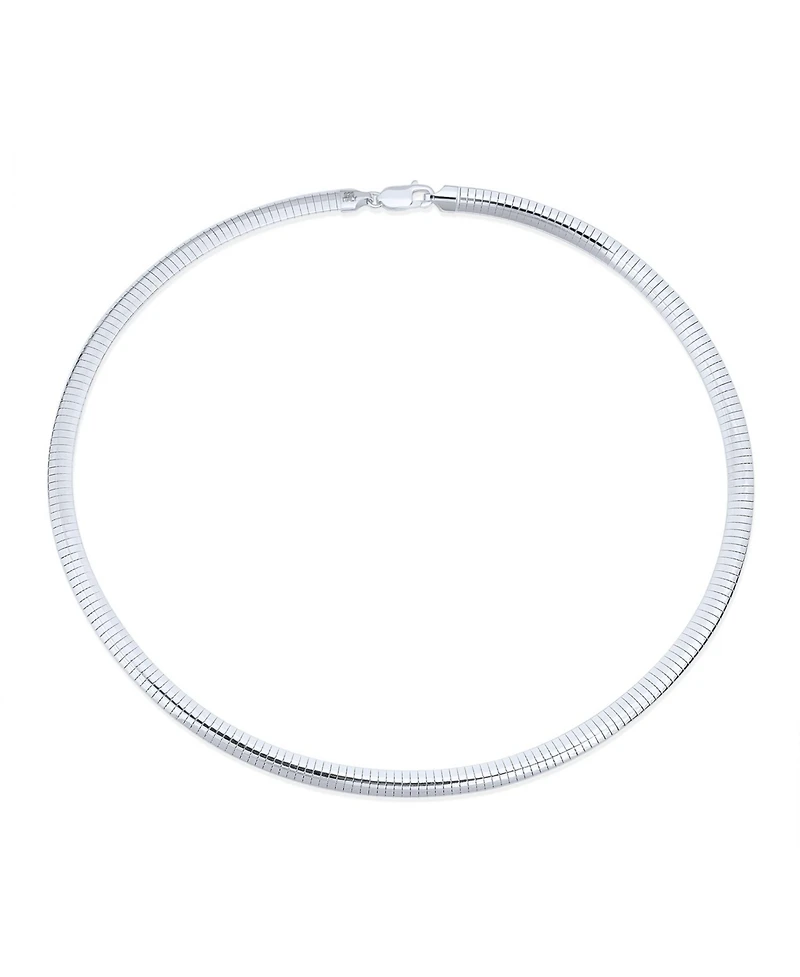 Bling Jewelry Contoured 6mm Snake Flexible Omega Chain Sterling Silver Choker Collar Necklace Made in Italy 16 Inch