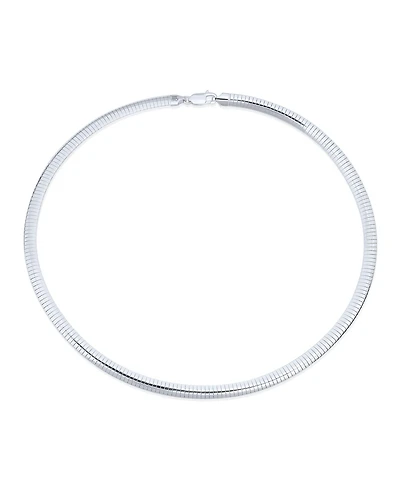 Bling Jewelry Contoured 6mm Snake Flexible Omega Chain Sterling Silver Choker Collar Necklace Made in Italy 16 Inch
