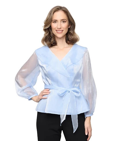 Alex Evenings Women's Ruffled V-Neck Side-Tie Top