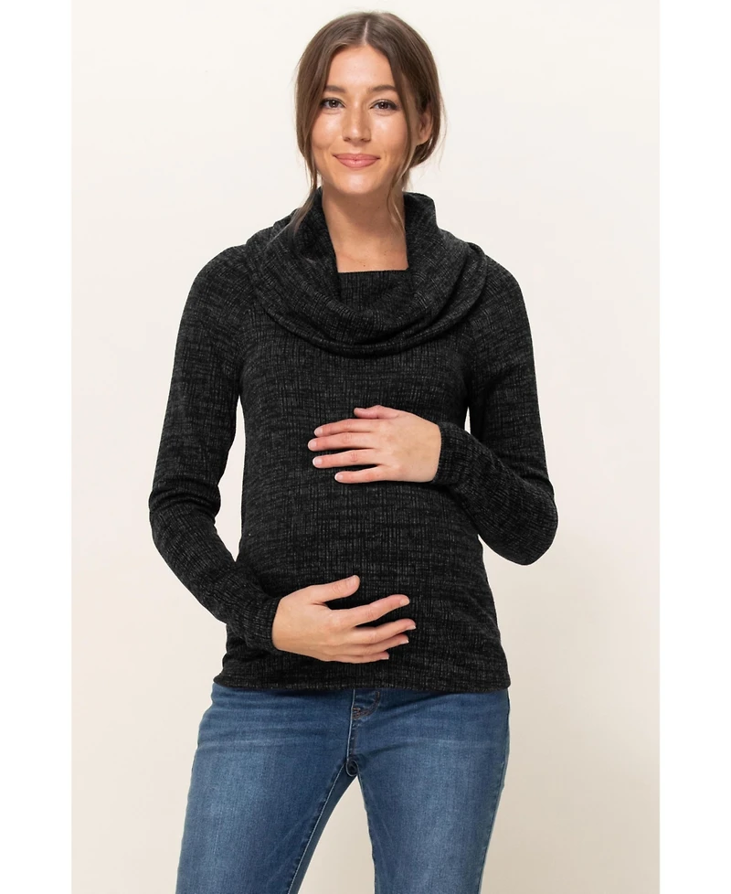 Hello Miz Maternity Cowl Neck Long Sleeve Knit Sweater