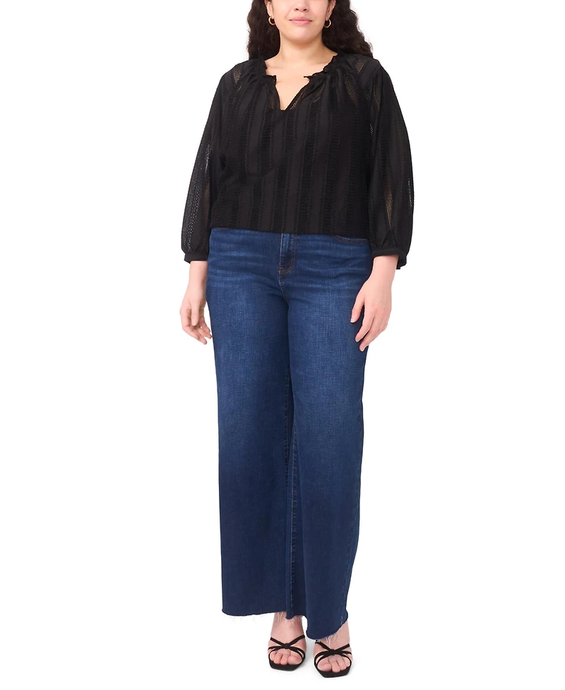 Vince Camuto Plus Split Neck Peasant Blouse