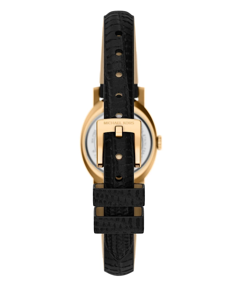 Michael Kors Women's Maude Three-Hand Black Leather Watch, 21mm