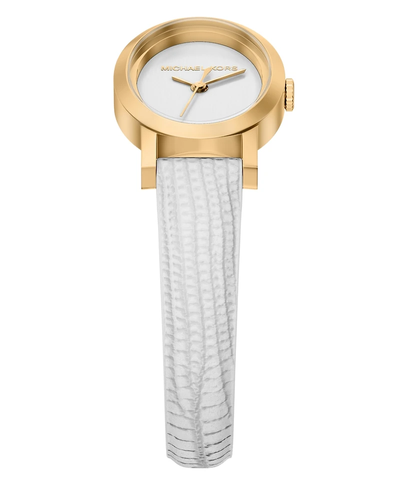 Michael Kors Women's Maude Three-Hand White Leather Watch, 21mm