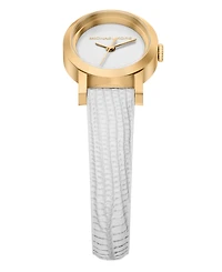 Michael Kors Women's Maude Three-Hand White Leather Watch, 21mm