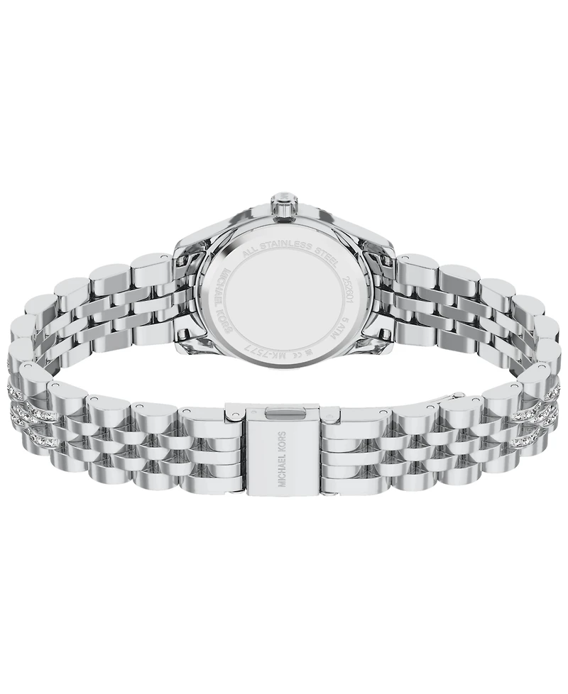 Michael Kors Women's Lexington Three-Hand Silver-Tone Stainless Steel Watch, 26mm