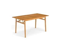 Slickblue Patio Wooden Dining Table with Umbrella Hole and Sturdy Base