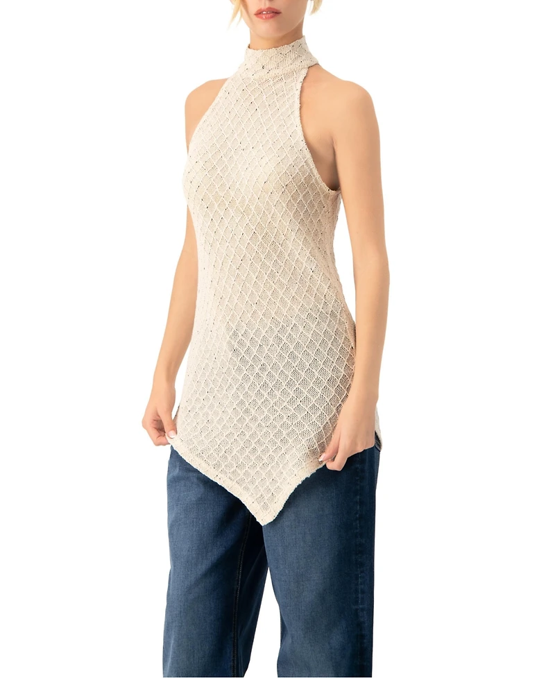 Ivonne Women's Knit Halter Neck Sleeveless Top