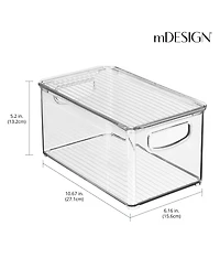 mDesign Deep Plastic Bathroom Storage Box, Lid/Built-In Handles, 8 Pack, Clear