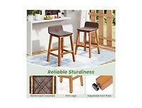 Slickblue 2-Piece Acacia Wood Bar Stools for Porch with Footrests