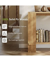 Tribesigns Solid Wood Console Table, Farmhouse 2-Tier Sofa Table for Behind Couch, Natural Colo