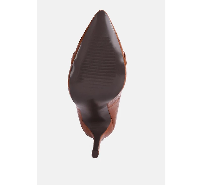 Fanfare Croc Stiletto Pump Heels