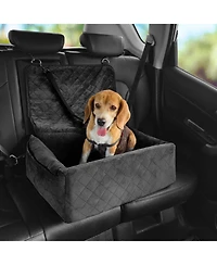 Cozito Dog Car Booster Seat w/ Storage Pocket & Safety Leash, Sponge + Pp Cotton Fill, Dog Car Bed for Small/Medium Dogs up to 40 lb