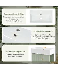 Cesicia 22 in. Modern Floating Bathroom Vanity with Ceramic Basin and Right Side Storage for Small Bathrooms