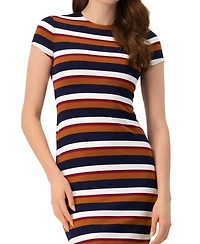 Ivonne Women's Long Wide Stripes Cap Sleeve Dress