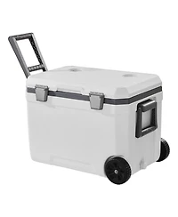 Mecale 45 Qt Wheeled Portable Cooler with Ice Retention, Heavy-Duty Handles and Cup Holder, Insulated Hard Cooler for Long Trips