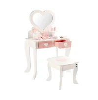 Bruce & Shark Princess Vanity Set for Girls | Kids Makeup Table with Mirror, Stool, Drawers & Pretend Cosmetics