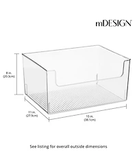 mDesign Household Plastic Storage Organizer Bin with Open Front - 8 Pack