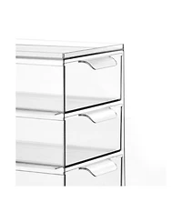 mDesign Plastic 3 Drawer Stackable Organizer for Bathroom Storage,4 Pack