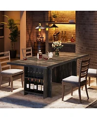 Tribesigns Farmhouse Dining Table for 6 to 8, 63-Inch Rectangular Wooden Kitchen with Storage, Industrial Dinner Shelves