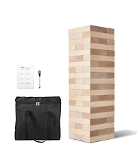 Hongge Giant Wooden Tumbling Tower Game with Domino Blocks and Storage Bag