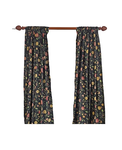 Rlf Home NightFall 100% Cotton Rod Pocket Window Curtain set of 2 Panels 100" x 84" Black