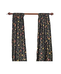 Rlf Home NightFall 100% Cotton Rod Pocket Window Curtain set of 2 Panels 100" x 84" Black