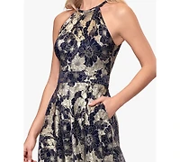 B&A By Betsy and Adam Petite Sleeveless Halter Neck Ball Gown