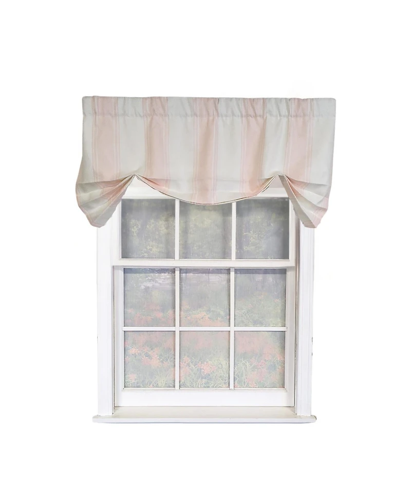 Rlf Home Faded Stripe Butterfly 100% Cotton Rod Pocket Lined Window Valance 50" x 17" Pink