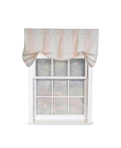 Rlf Home Faded Stripe Butterfly 100% Cotton Rod Pocket Lined Window Valance 50" x 17" Pink
