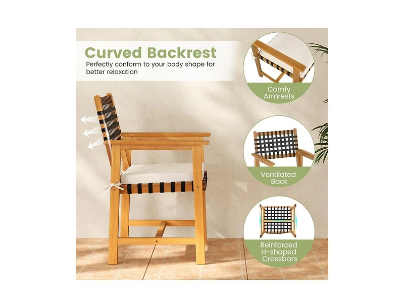 Slickblue 2-Piece Wooden Dining Chairs for Patio with Armrests