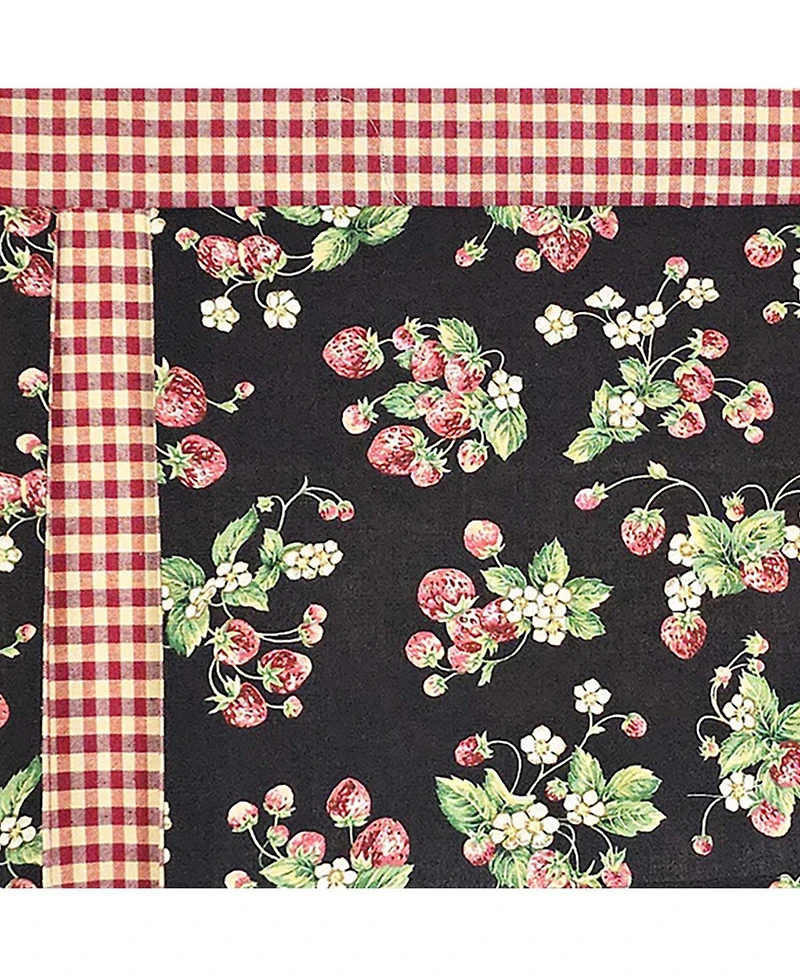 Rlf Home Strawberry Pleated 100% Cotton Rod Pocket Window Valance 50" x 17" Black