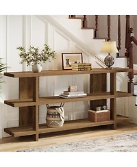 Tribesigns 63 Inches Long Console Table with Storage, Wooden Narrow Entryway Table with 3-Tier Shelf, Farmhouse Accent Foyer Sofa Furniture