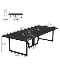 Tribesigns 94.5-Inch Conference Table for 10 People, Industrial 8 Ft Meeting with Two Grommets Home Office, Studio, Business