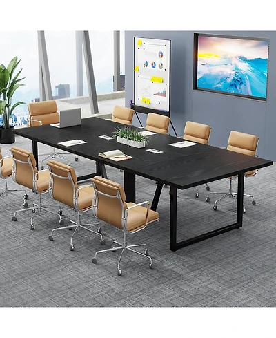 Tribesigns 94.5-Inch Conference Table for 10 People, Industrial 8 Ft Meeting with Two Grommets Home Office, Studio, Business