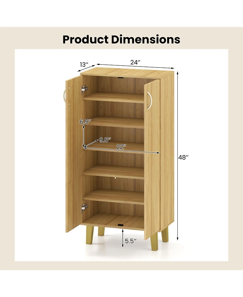 Slickblue Modern 6-Tier Freestanding Shoe Storage Cabinet with Doors