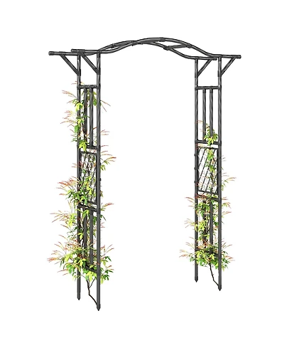 Outsunny Garden Arch, Garden Arch Trellis with Extended Top,