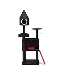 Aostirmotor 64.2" Tall Cat Tower with Coffin Bed,Condo in Black