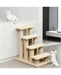 Aostirmotor 24'' Cat Tree with Cat Scratching Post in Cream White